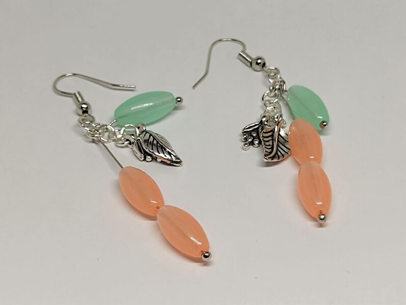 Oranži zaļie auskari